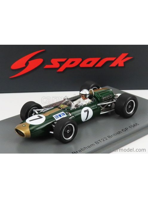 Spark-Model - Brabham F1 Bt22 N 7 British Gp 1966 C.Irwin Green Gold