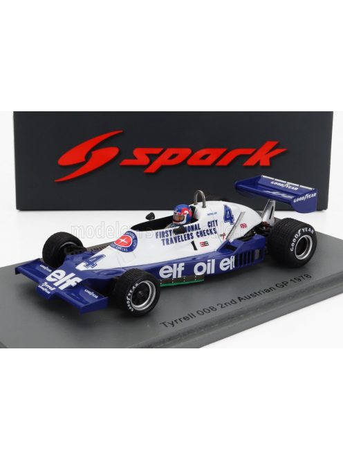 Spark - TYRRELL F1  008 N 4 2nd AUSTRIAN GP 1978 P.DEPAILLER BLUE WHITE