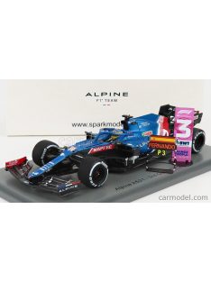   Spark-Model - Renault F1 A521 Renault E-Tech 20B Team Alpine N 14 3Rd Qatar Gp With Pit Board 2021 Fernando Alonso Blue Met Red White