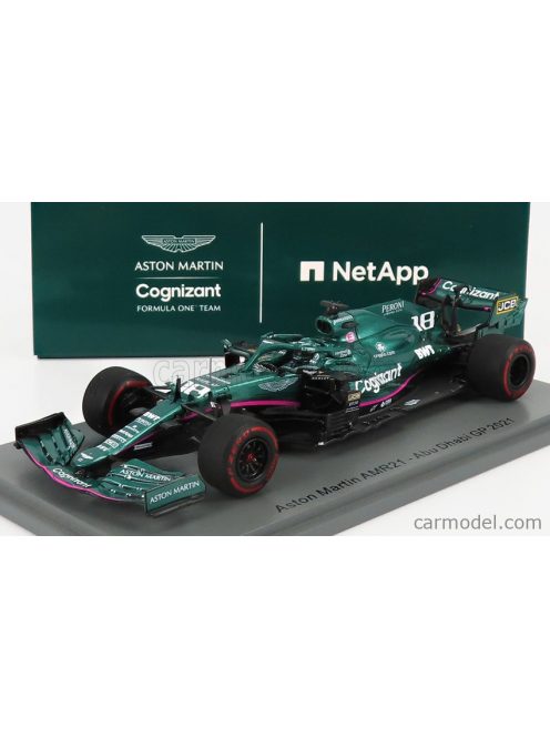 Spark-Model - Aston Martin F1 Amr21 Mercedes M12 Eq Power+ Team Cognizant Formula One N 18 Abu Dhabi Gp 2021 Lance Stroll - 100Th Gp Green