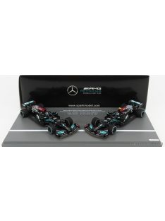   Spark-Model - Mercedes Gp Set F1 2X W12 Mercedes M12 Eq Power+ Team Amg Petronas Motorsport Formula One N 44 + N 77 Abu Dhabi Gp 2021 Lewis Hamilton - Valtteri Bottas - 8 Times World Champion Constructeur Black Green