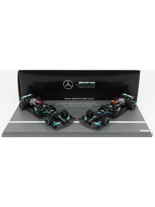 Spark-Model - Mercedes Gp Set F1 2X W12 Mercedes M12 Eq Power+ Team Amg Petronas Motorsport Formula One N 44 + N 77 Abu Dhabi Gp 2021 Lewis Hamilton - Valtteri Bottas - 8 Times World Champion Constructeur Black Green