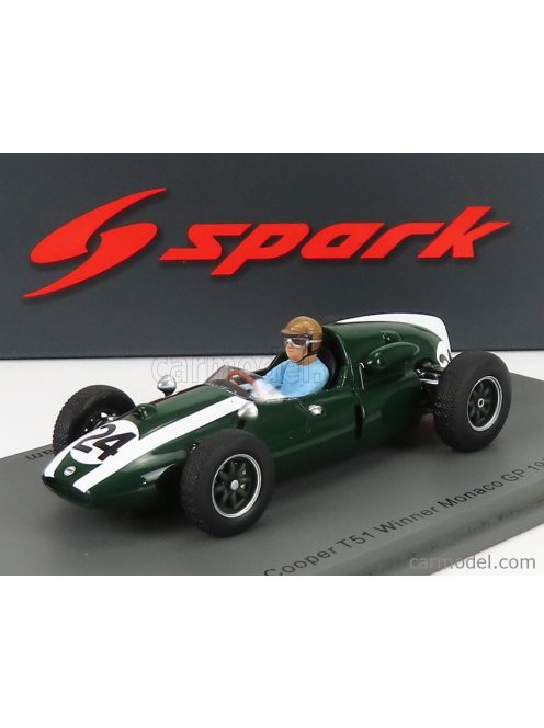 Spark-Model - Cooper F1 T51 Climax Team Cooper Car Company N 24 Winner Monaco Gp Jack Brabham 1959 World Champion Green White