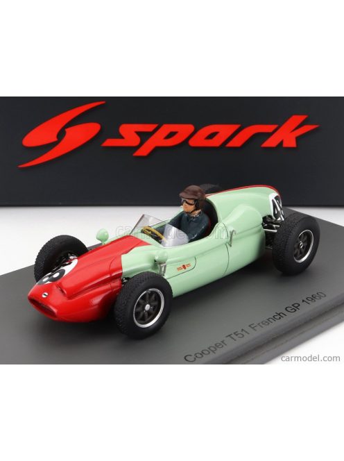 Spark-Model - Cooper F1 T51 N 48 France Gp 1960 B.Halford Red Light Green