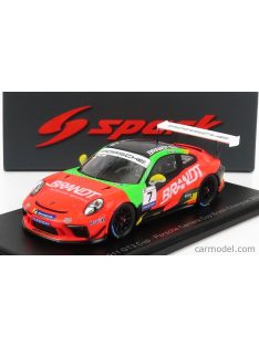   Spark-Model - Porsche 911 991 Gt3 Cup N 7 Porsche Carrera Cup Brazil Champion 2021 Miguel Paludo Orange Green Black