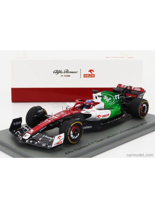 Sparkmodel - Alfa Romeo F1  C42 Team Orlen Racing N 77 Azerbaijan Gp 2022 Valtteri Bottas White Red Met Green