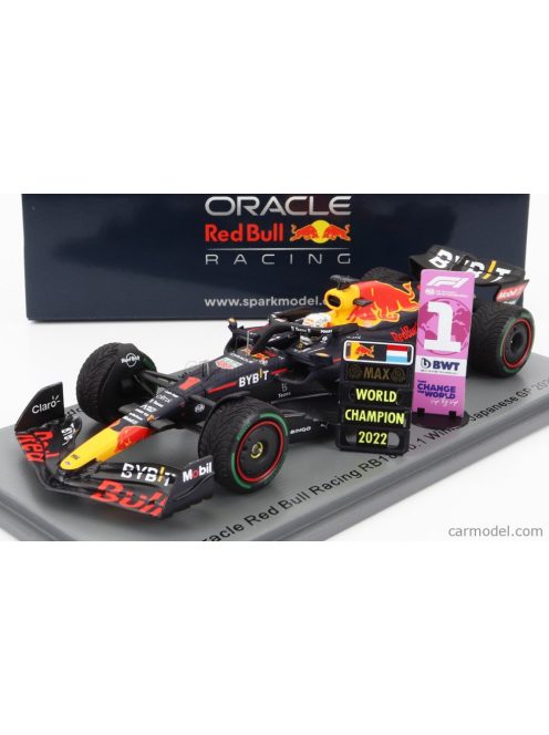 Spark-Model - Red Bull F1 Rb18 Team Oracle Red Bull Racing N 1 Winner Japan Gp With Pit Board World Champion 2022 Max Verstappen Matt Blue Yellow Red