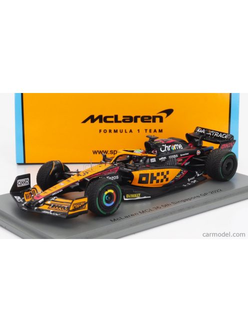 Spark-Model - Mclaren F1  Mcl36 Mercedes Team Mclaren N 3 5Th Singapore Gp 2022 Daniel Ricciardo Orange Light Blue