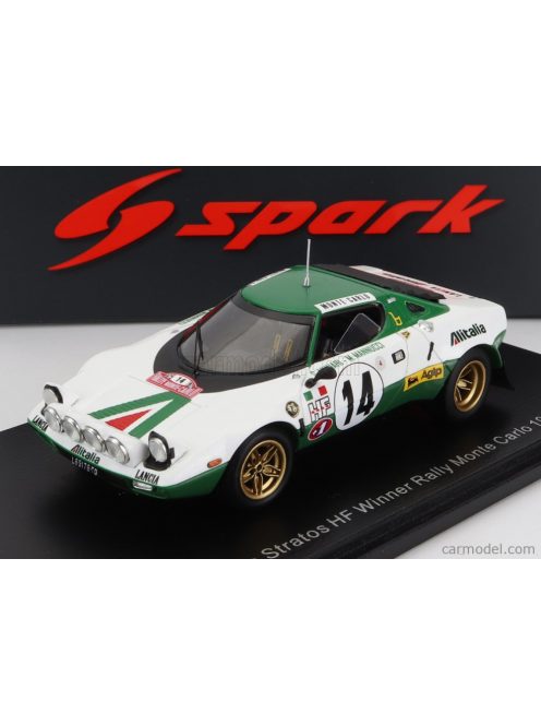 Spark-Model - Lancia Stratos Hf N 14 Winner Rally Montecarlo 1975 S.Munari - M.Mannucci White Green Red