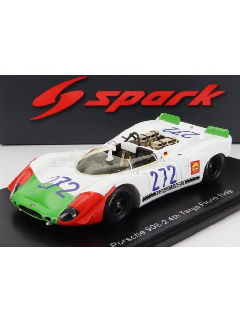 Spark - PORSCHE 908-2 SPIDER N 272 4th TARGA FLORIO 1969 W.KAUSHEN - K.VON WENDT WHITE GREEN RED