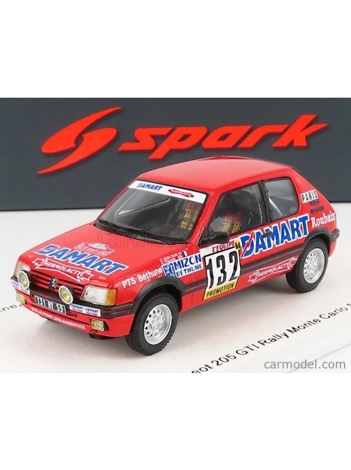 Spark-Model - Peugeot 205 Gti N 132 Rally Montecarlo 1986 F.Delecour - A.C.Pauwels Red