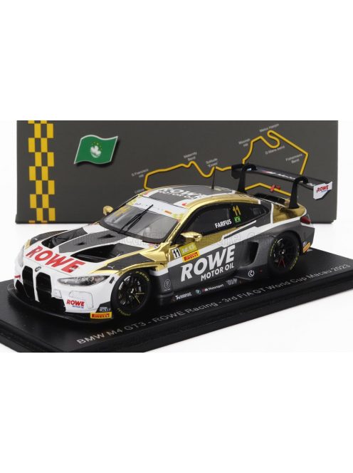 Spark - BMW 4-SERIES M4 GT3 TEAM ROWE RACING N 11 3rd FIA GT WORLD CUP MACAU 2023 AUGUST FARFUS WHITE BLACK GOLD