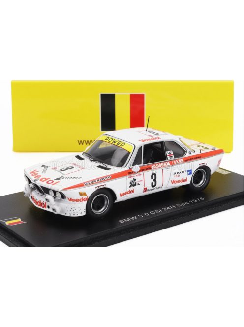 Spark - BMW 3.0 CSi TEAM LUIGI RACING N 14 24h SPA 1975 JEAN MARIE DETRIN - JEAN JACQUES FEIDER WHITE RED