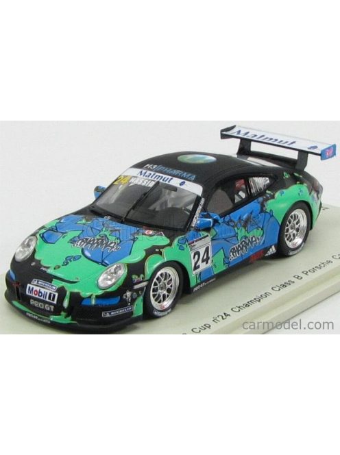 Spark-Model - Porsche 911 997 Gt3 Cup N 24 Winner Class B Porsche Carrera Cup 2010 H.Hassid Light Green Blue Matt Black