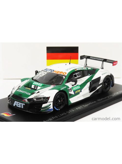 Spark-Model - Audi R8 Lms Gt3 Team Abt Sportline N 99 Dtm Nurburgring 2021 M.Winkelhock Green White