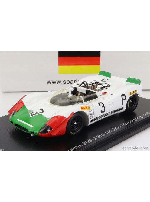 Spark-Model - Porsche 908/2 N 3 3Rd 1000Km Nurburgring 1969 V.Elford - K.Ahrens White Green Red