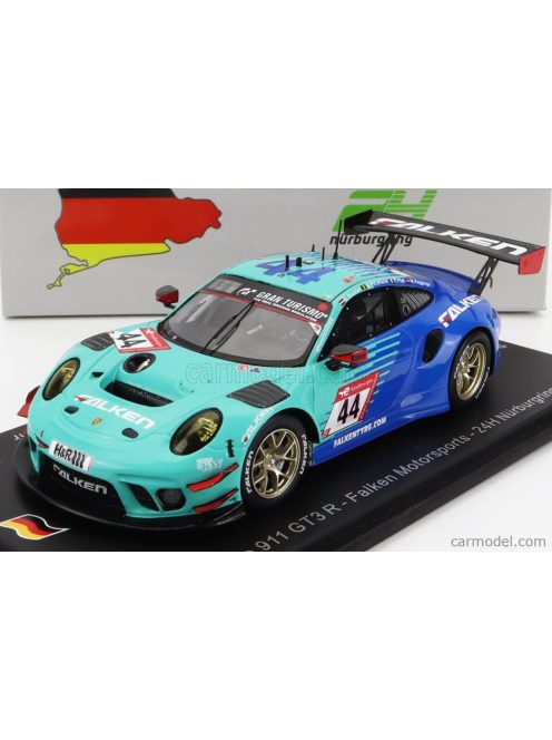 Sparkmodel - Porsche 911 991-2 Gt3 R Team Falken Motorsports N 44 24H Nurburgring 2022 K.Bachler - A.Picariello - P.Pilet - M.Ragginger Light Green Blue