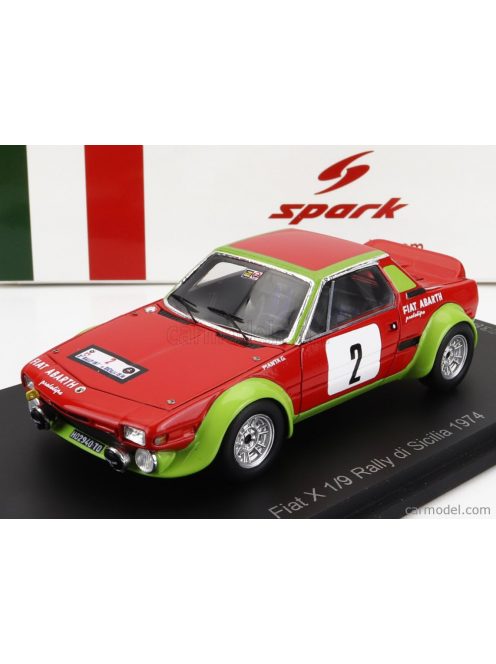 Spark-Model - Fiat X1/9 Abarth N 2 Rally Di Sicilia 1974 G.Pianta - B.Scabini Red Green