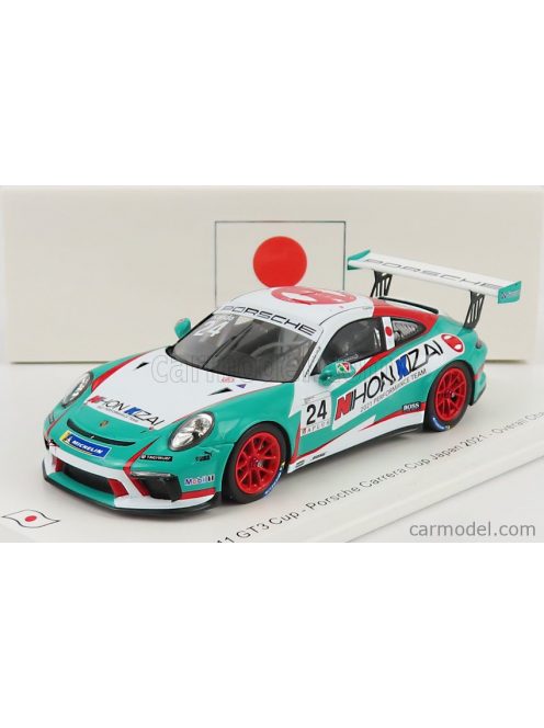 Spark-Model - Porsche 911 991 Gt3 Cup N 24 Porsche Carrera Cup Japan Overall Champion 2021 Kiyoshi Uchiyama Light Blue White