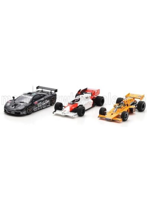 Spark - McLAREN SET 3X F1  MP4/2 N 7 WINNER MONACO GP 1984 ALAIN PROST - F1 GTR BMW V12 TEAM KOKUSAI KAIHATSU RACING N 59 WINNER 24h LE MANS 1995 Y.DALMAS - M.SEKIYA - J.J.LEHTO - M16C N 3 WINNER INDY 500 INDIANAPOLIS 1974 JOHNNY RUTHERFORD VARIOUS