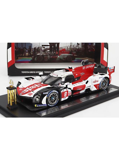 Spark - TOYOTA GR010 3.5L TURBO HYBRID V6 TEAM TOYOTA GAZOO RACING N 8 WINNER 24h LE MANS 2022 WITH TROPHY SEBASTIEN BUEMI - BRENDON HARTLEY - RYO HIRAKAWA WHITE RED