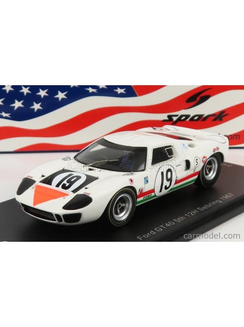 Spark-Model - Ford Usa Gt40 Mkiv 7.0L V8 N 19 12H Sebring 1967 N.Vaccarella - U.Maglioli White