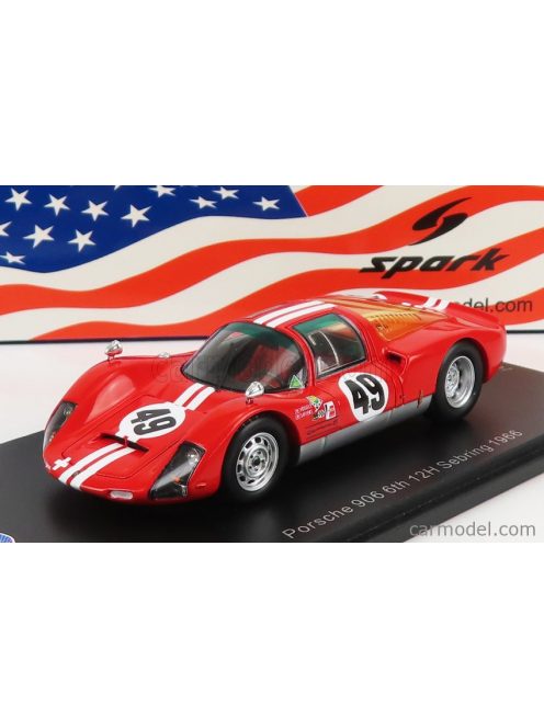 Spark-Model - Porsche 906 N 49 12H Sebring 1966 J.Siffert - C.Vogele Red White