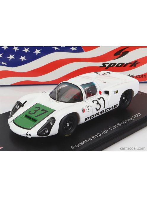 Spark-Model - Porsche 910 N 37 4Th 12H Sebring 1967 J.Siffert - H.Herrmann White Green