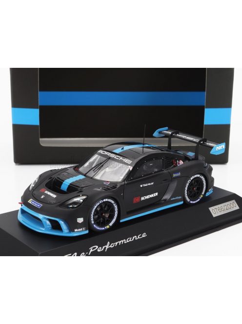 Spark - PORSCHE 718 CAYMAN GT4 e-PERFORMANCE N 0 RACING 2022 MATT BLACK LIGHT BLUE