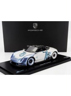   Spark - PORSCHE VISION 357 SPEEDSTER 2023 - 75th ANNIVERSARY PORSCHE SPORTS CAR 1948-2023 - CON VETRINA - WITH SHOWCASE WHITE GREY MET