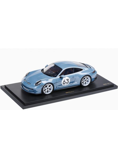 Spark - PORSCHE 911 992 S/T N 63 COUPE 2024 - CON VETRINA - WITH SHOWCASE LIGHT BLUE MET