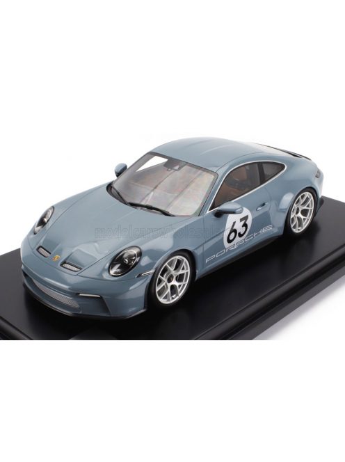 Spark - PORSCHE 911 992 S/T N 63 COUPE 2024 - CON VETRINA - WITH SHOWCASE LIGHT BLUE MET