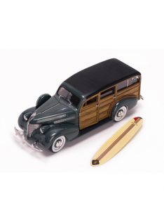   Sunstar - 1:18 1939 Chevrolet Woody Surf Wagon - Granville Gray (With Surf Board) + Real Wood