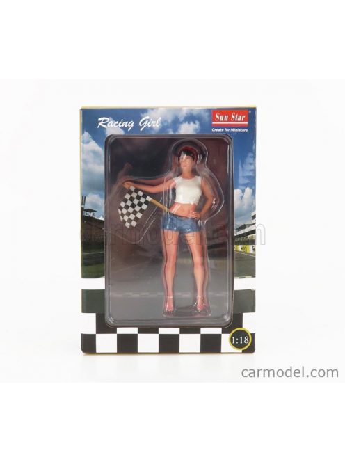 Sun-Star - Figures Racing Girl - Ragazza Con Bandiera A Scacchi Pink White Blue