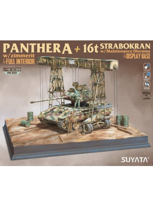 Suyata - Panther A W/ Zimmerit &Full Interior+16T Strabokran W/ Maintenance Diorama & Display Base