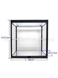   TRIPLE9 - VETRINA DISPLAY BOX VETRINA NERA CON SPECCHIO - BLACK VITRINE WITH MIRROR - Lungh.LENGHT 36 cm  X Largh.WIDTH 17.7 cm  X Alt.HEIGHT 37.2 cm - LUCI FUNZIONANTI - WITH LED BLACK - PLASTIC DISPLAY