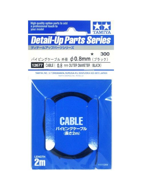 Tamiya - Cable (0.8 Mm Outer Diameter /Black) Length 2M - Detail Up Parts Series