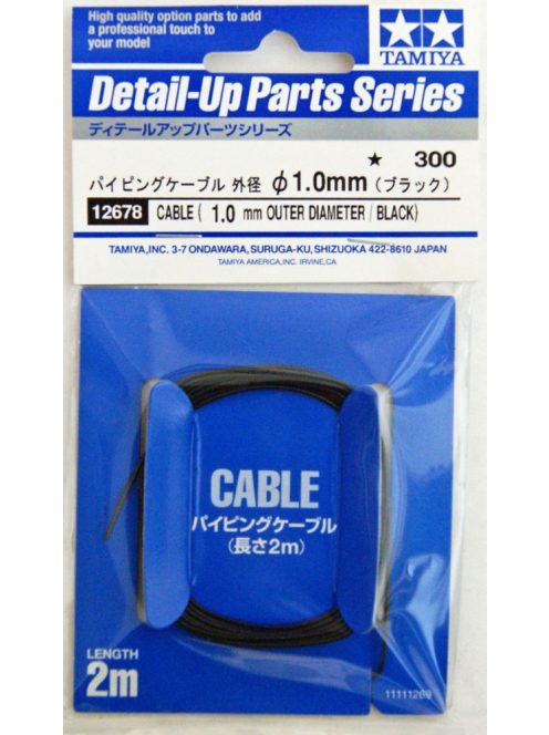 Tamiya - Cable (1.0 Mm Outer Diameter /Black) Length 2M - Detail Up Parts Series