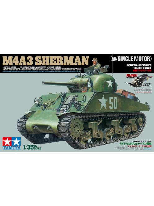 Tamiya - 1:35 U.S. Medium Tank M4A3 Sherman w/single motor