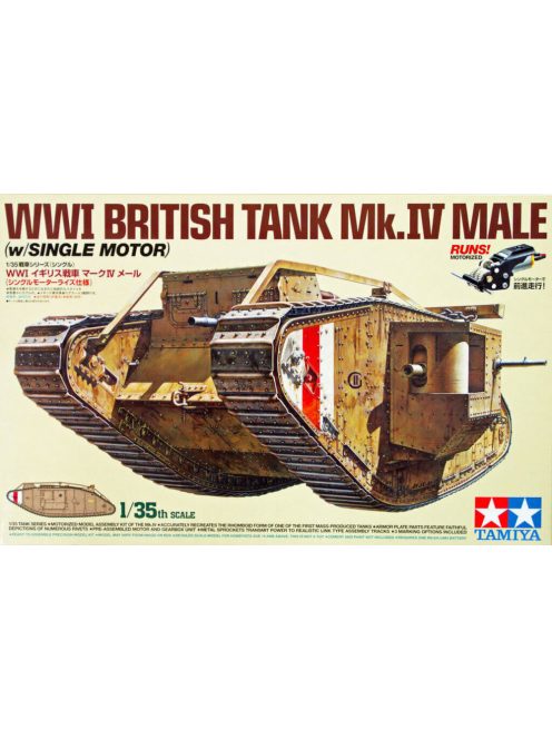 Tamiya - WWI British Tank Mk.IV Male - with Single Motor - 5 figures