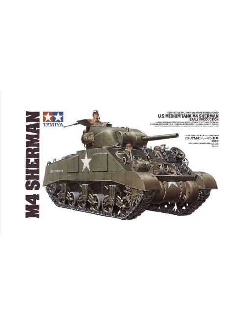 Tamiya - U.S. Medium Tank M4 Sherman - Early Production - 3 Figures