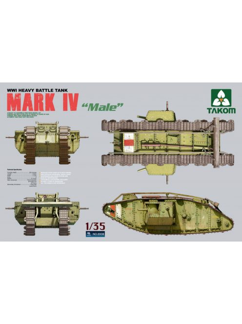 Takom - WWI Heavy Battle  Tank  Mark IV Male