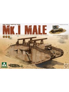   Takom - WWI Heavy Battle Tank Mk.I Male 2 in 1 (with crane and flat trailer)