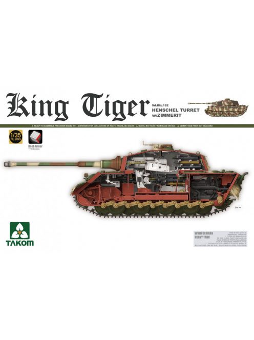 Takom - WWII German Heavy Tank Sd.Kfz.182 King Tiger Henschel Turret with Zimmer