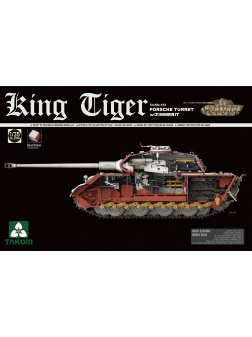 Takom - WWII German Heavy Tank Sd.Kfz.182 King Tiger Porsche Turret with Zimmeri