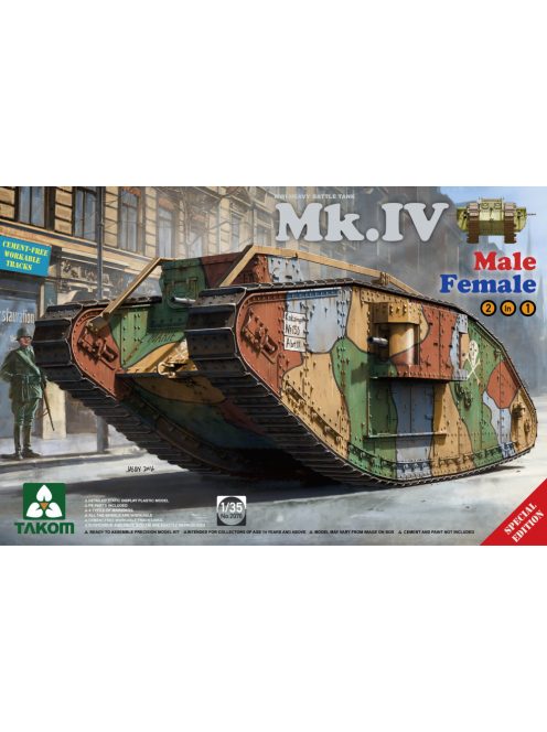 Takom - WW I Heavy Battle Tank Mk.IV 2 in 1( Special edition with new decal and