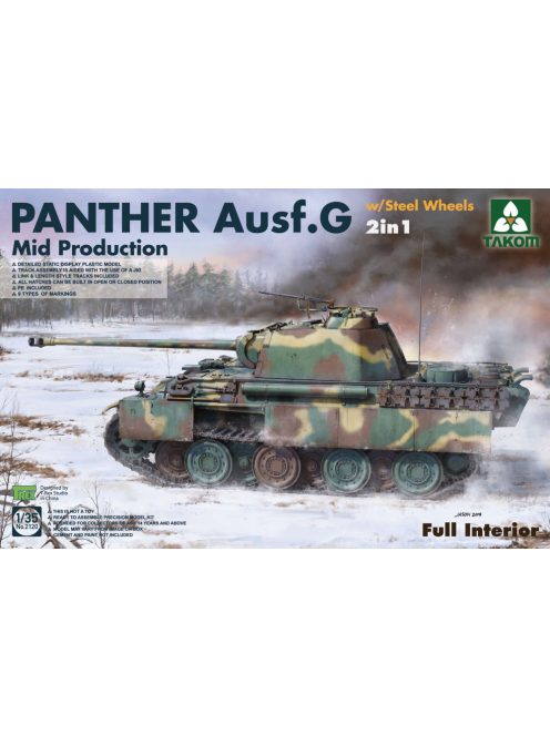 Takom - WWII German medium Tank   Panther Ausf.G  Mid  production w/ Steel Wheels 2 in 1