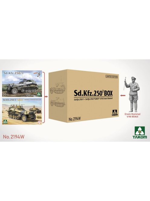 Takom - Sd.Kfz. 250 BOX 250/1 + 250/3 GREIF + 1/16 Erwin Rommel