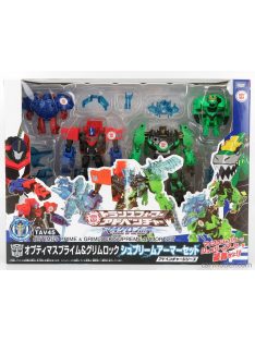   Takara-Tomy - Takara-Tomy Transformers Set 2X Adventure Grimlock + Optimus Prime Green Black Blue