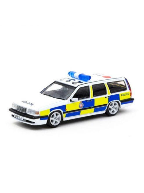 Tarmac - 1:64 Volvo 850 Estate Police Car, White/Yellow/Blue